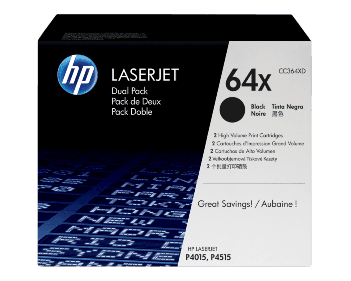 Pack de 2 Cartuchos de Tóner HP 64X Negro Alto Rendimiento LaserJet Original