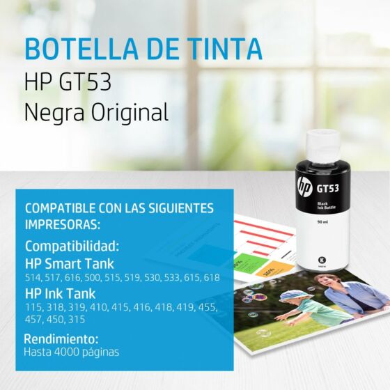 Botella de Tinta Original HP GT53 de 90 ml, Negro - Tienda HP.com México