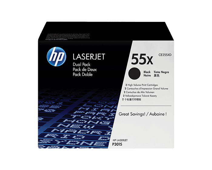 Pack de 2 Cartuchos de Tóner HP 55X Negro Alto Rendimiento LaserJet Original