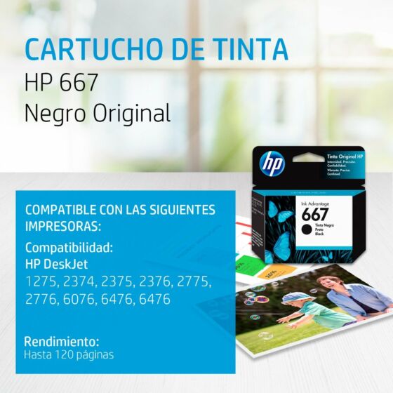 Cartucho de Tinta HP 667 Negro Ink Advantage Original - Tienda HP.com México
