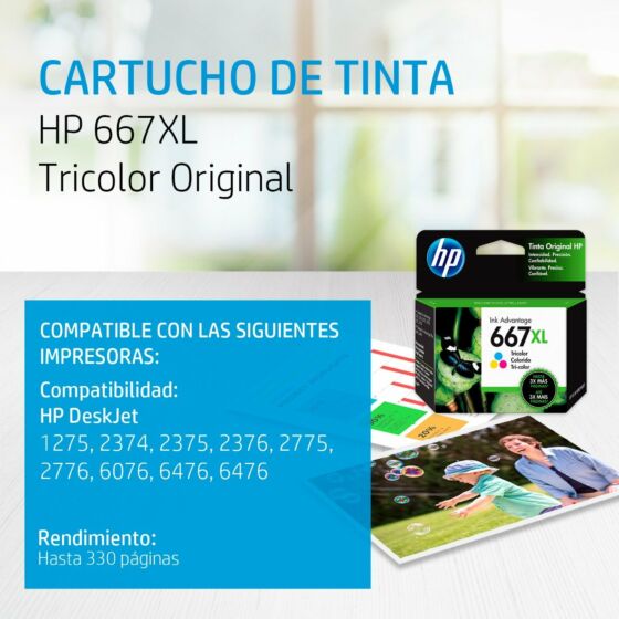 Cartucho de Tinta HP 667XL Tricolor Alto Rendimiento Advantage Original -  Tienda HP.com México